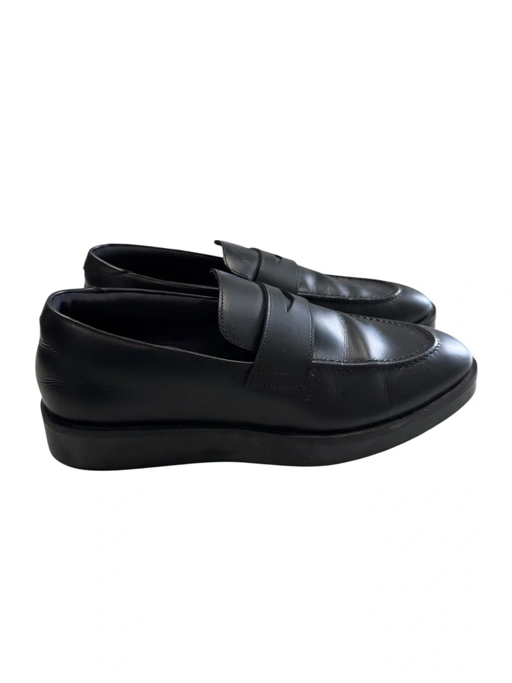 Wolf & Shepherd Black Leather Penny Loafers Slip On Shoes Men Size 9.5 M